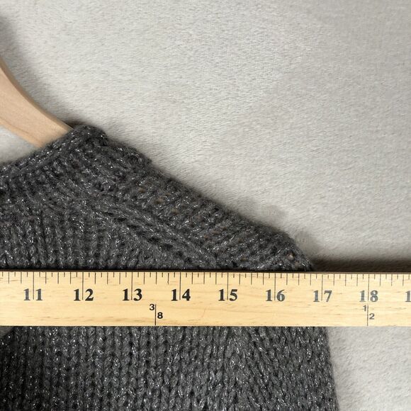 TRINA TURK Metallic Mohair Blend Cardigan Sweater Sz M Gray‎ Wide Cuff Pockets - Picture 11 of 13